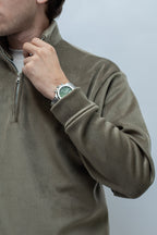 Corduroy Quater Zip Sweater (Olive)