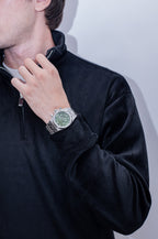 Corduroy Quater Zip Sweater (Black)