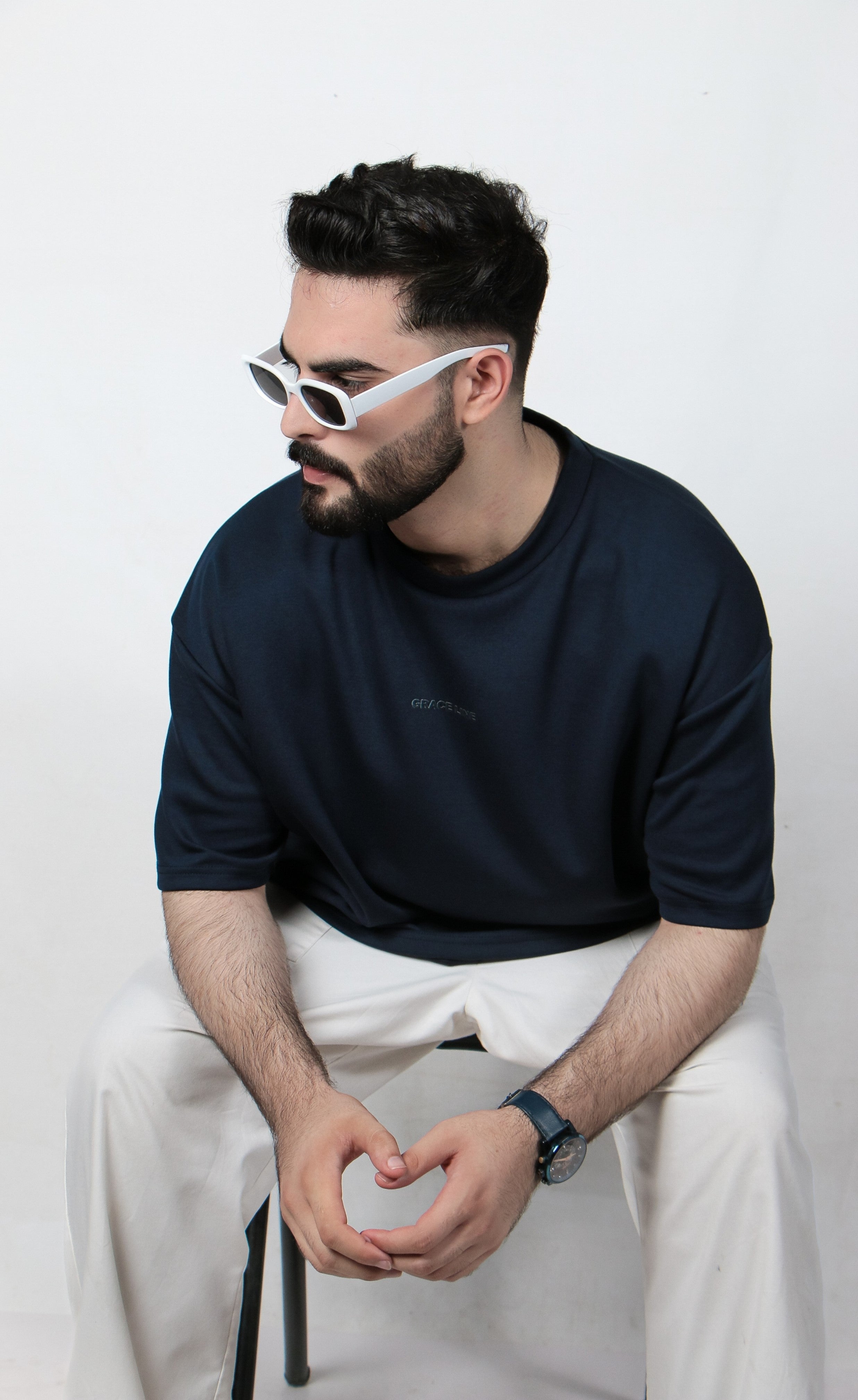 Navy Blue Baggy Tee (Unisex)