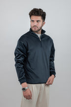 Corduroy Quater Zip Sweater (Blue)