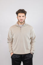 Corduroy Quater Zip Sweater (Beige)