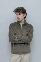 Corduroy Quater Zip Sweater (Olive)