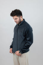 Corduroy Quater Zip Sweater (Blue)