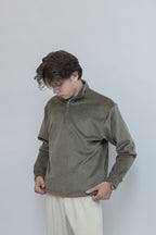 Corduroy Quater Zip Sweater (Olive)