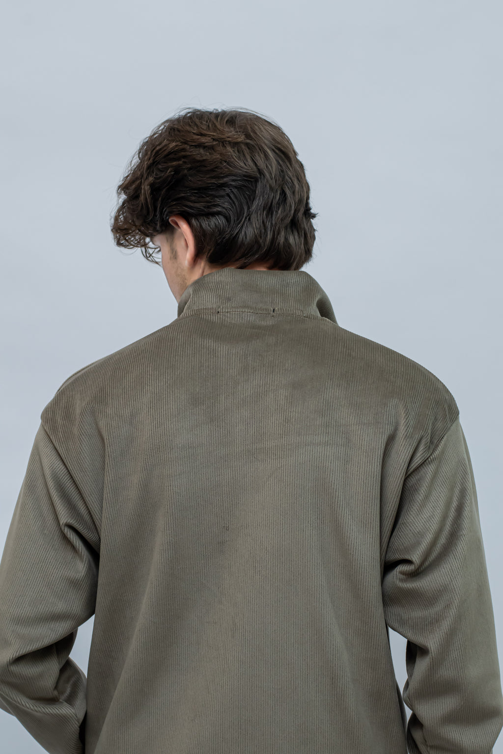 Corduroy Quater Zip Sweater (Olive)