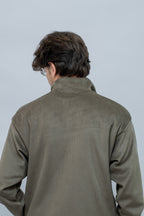 Corduroy Quater Zip Sweater (Olive)