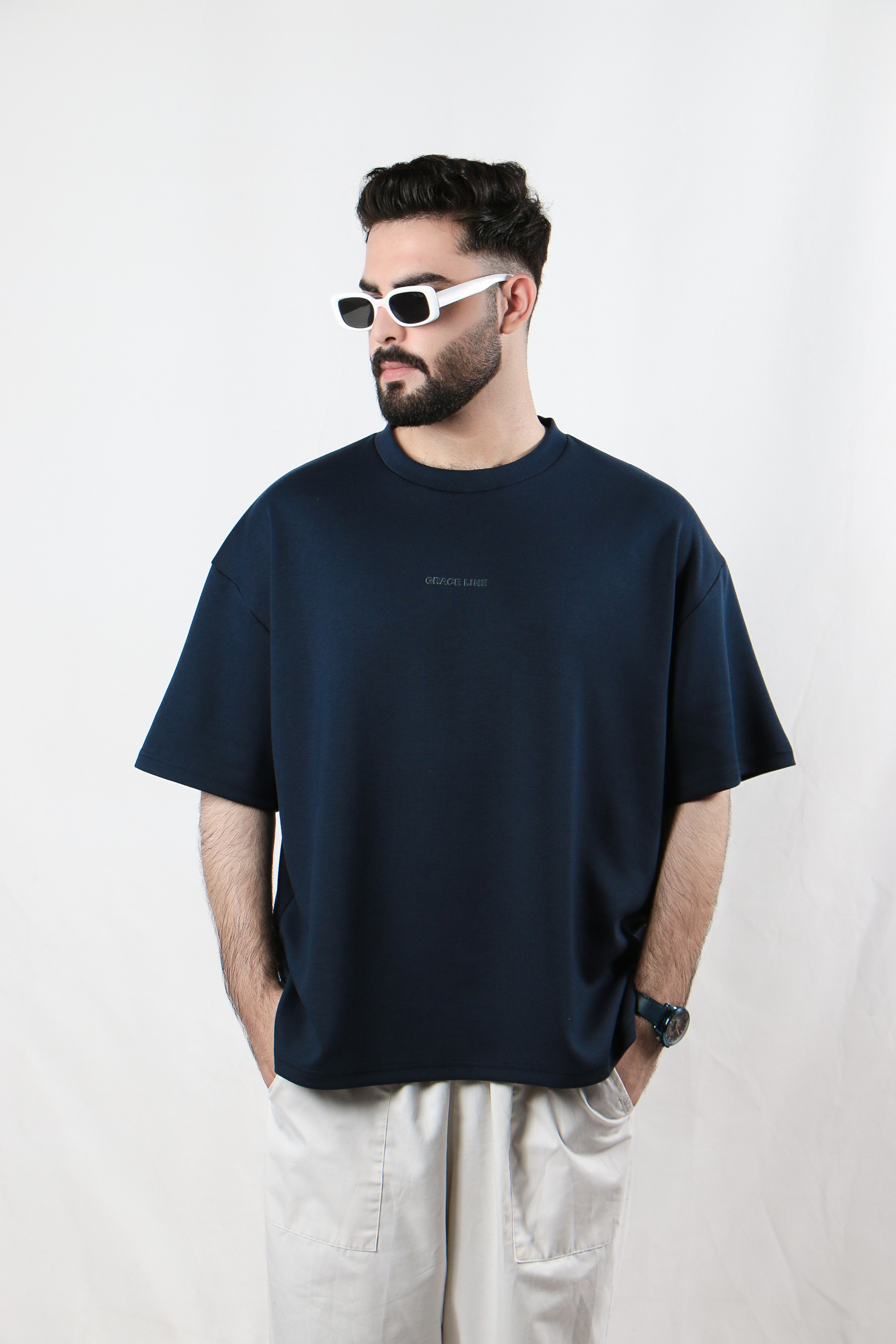 Navy Blue Baggy Tee (Unisex)
