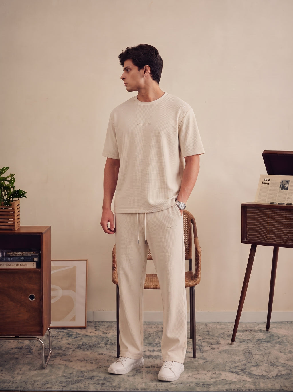Beige Slim Fit Co-Ord Set
