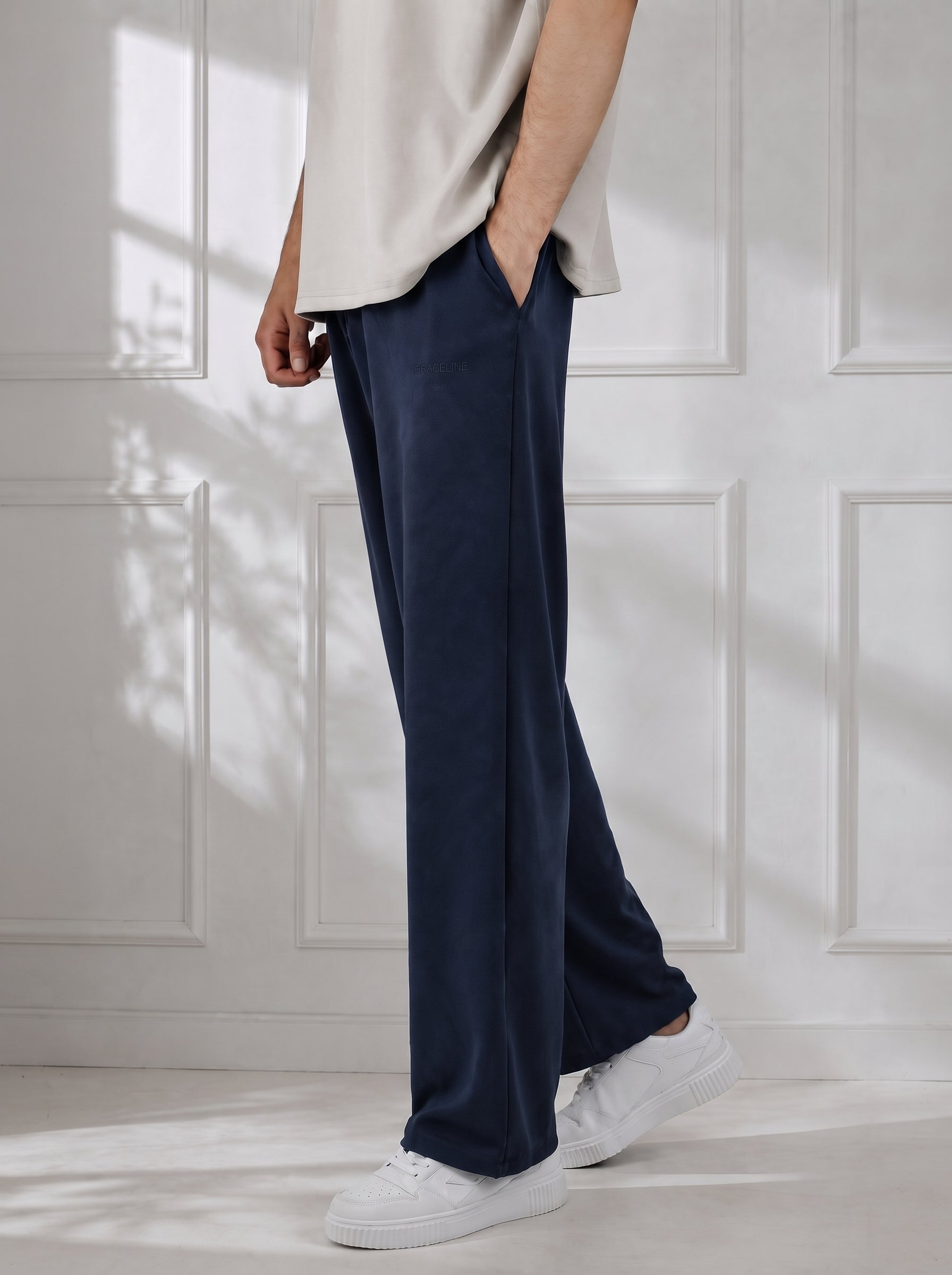 Modal Straight Baggy Trouser (Navy Blue)