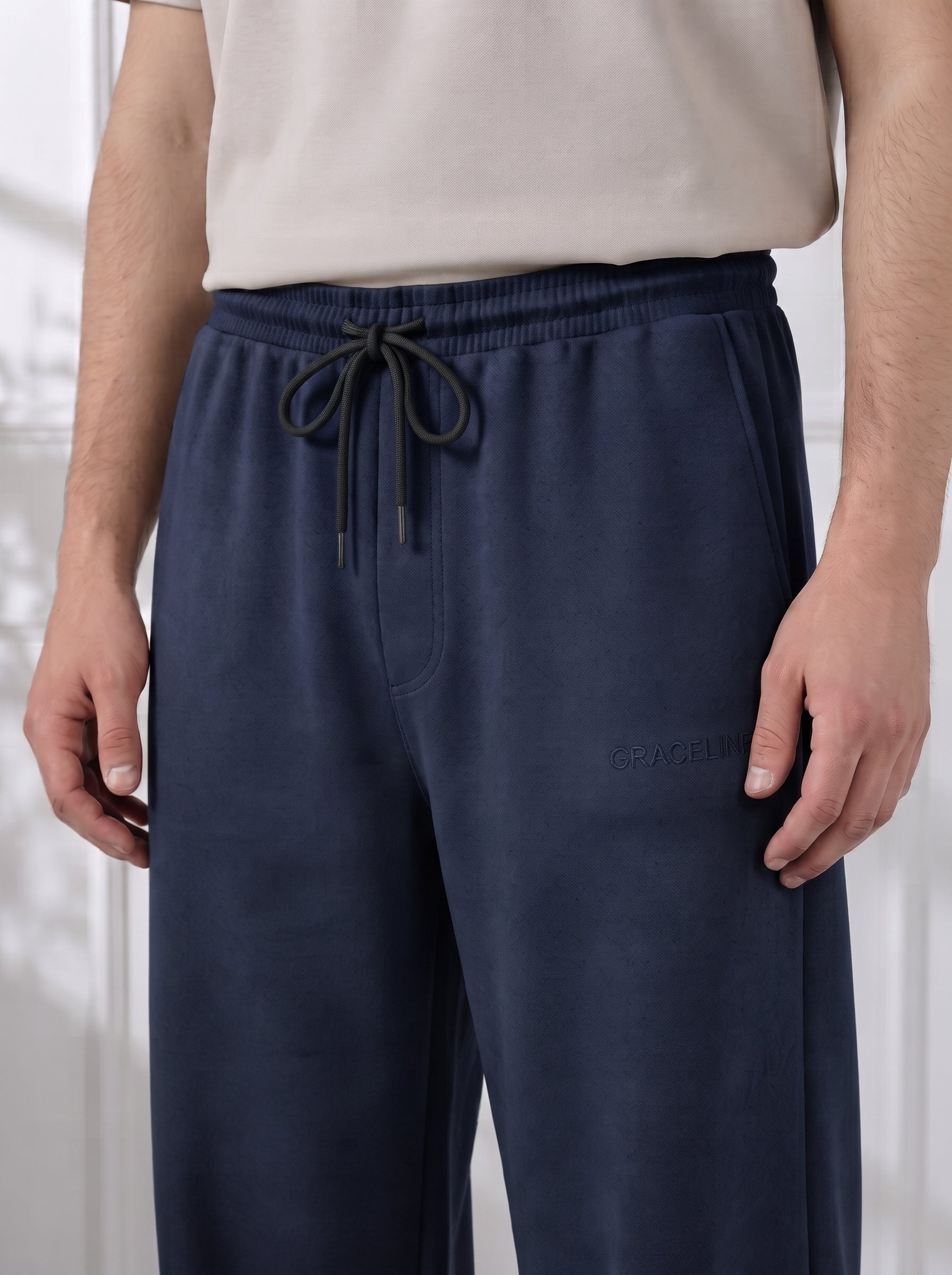 Modal Straight Baggy Trouser (Navy Blue)