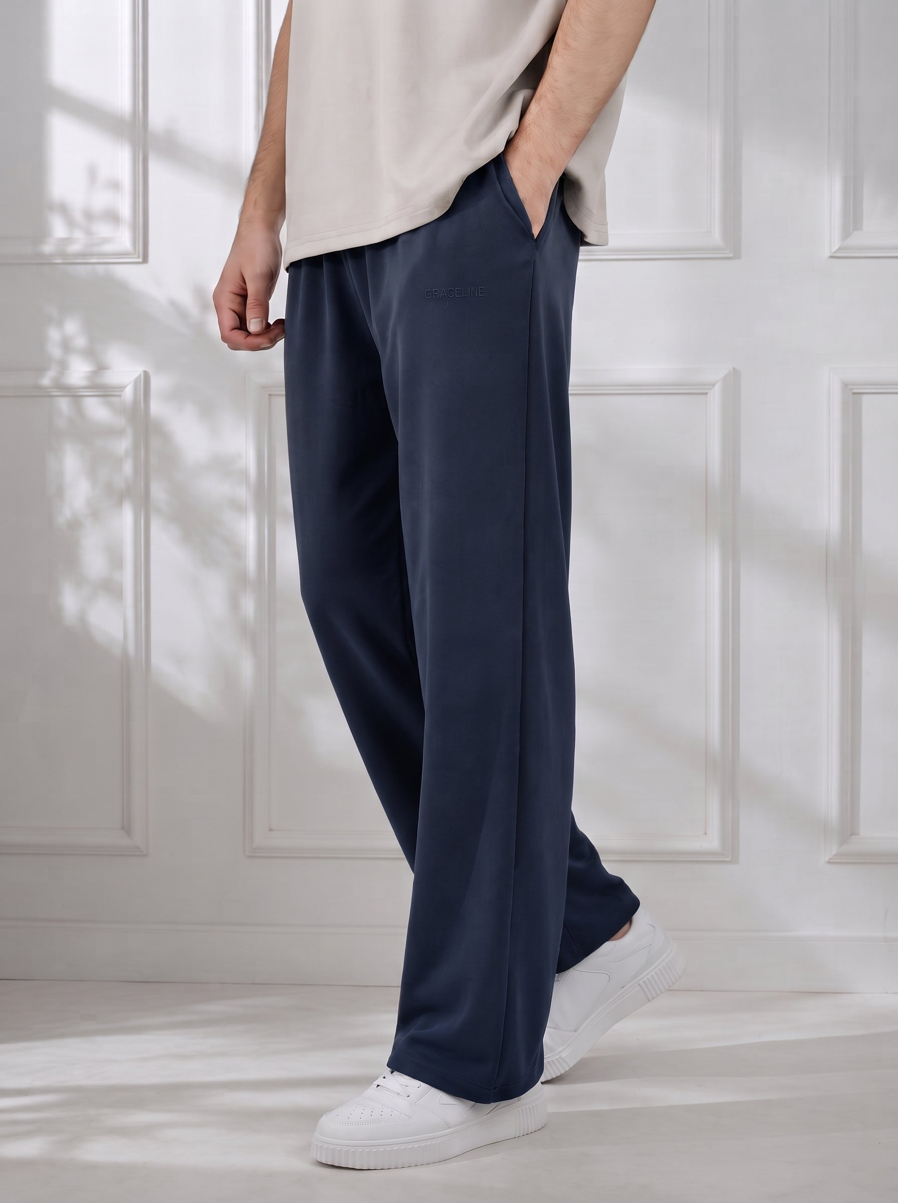 Modal Straight Baggy Trouser (Navy Blue)