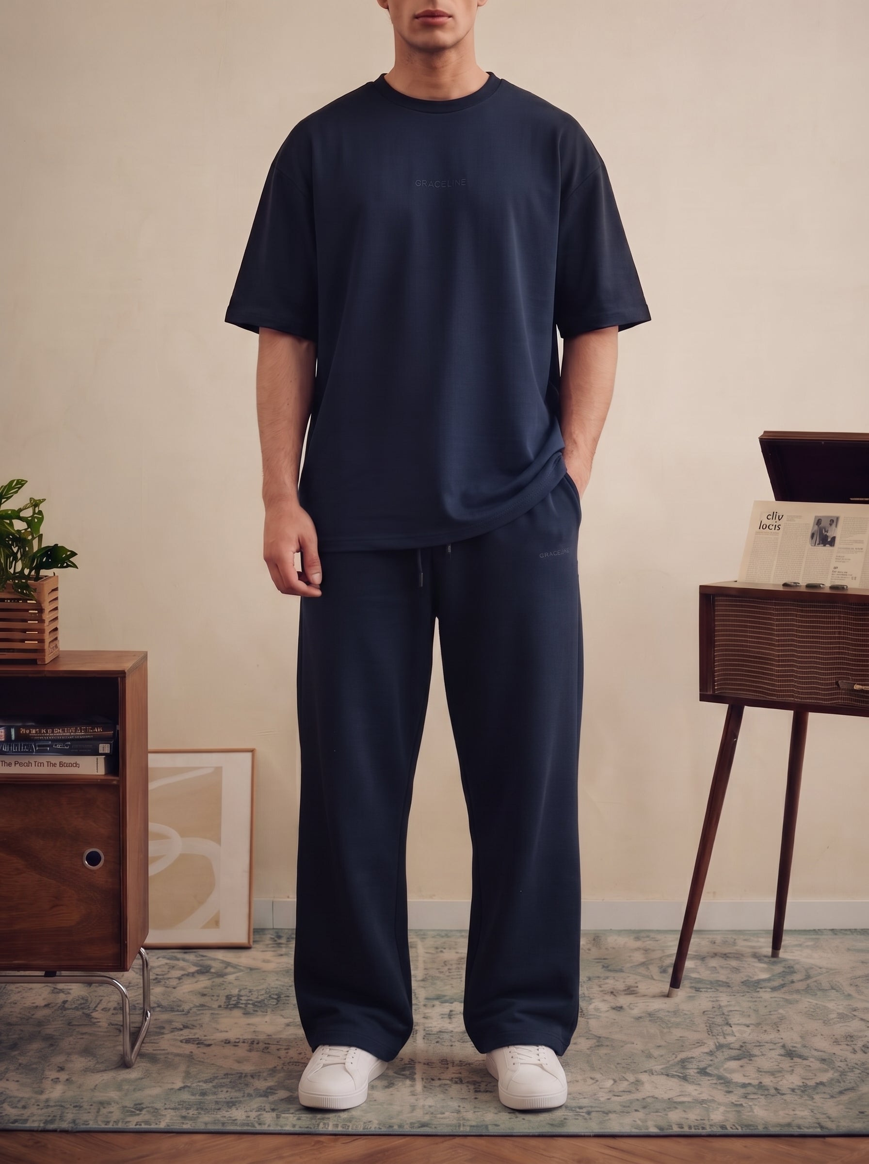Navy Blue Baggy Co-Ord Set