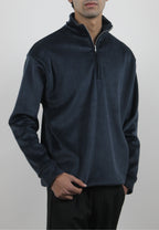 Corduroy Quater Zip Sweater (Blue)