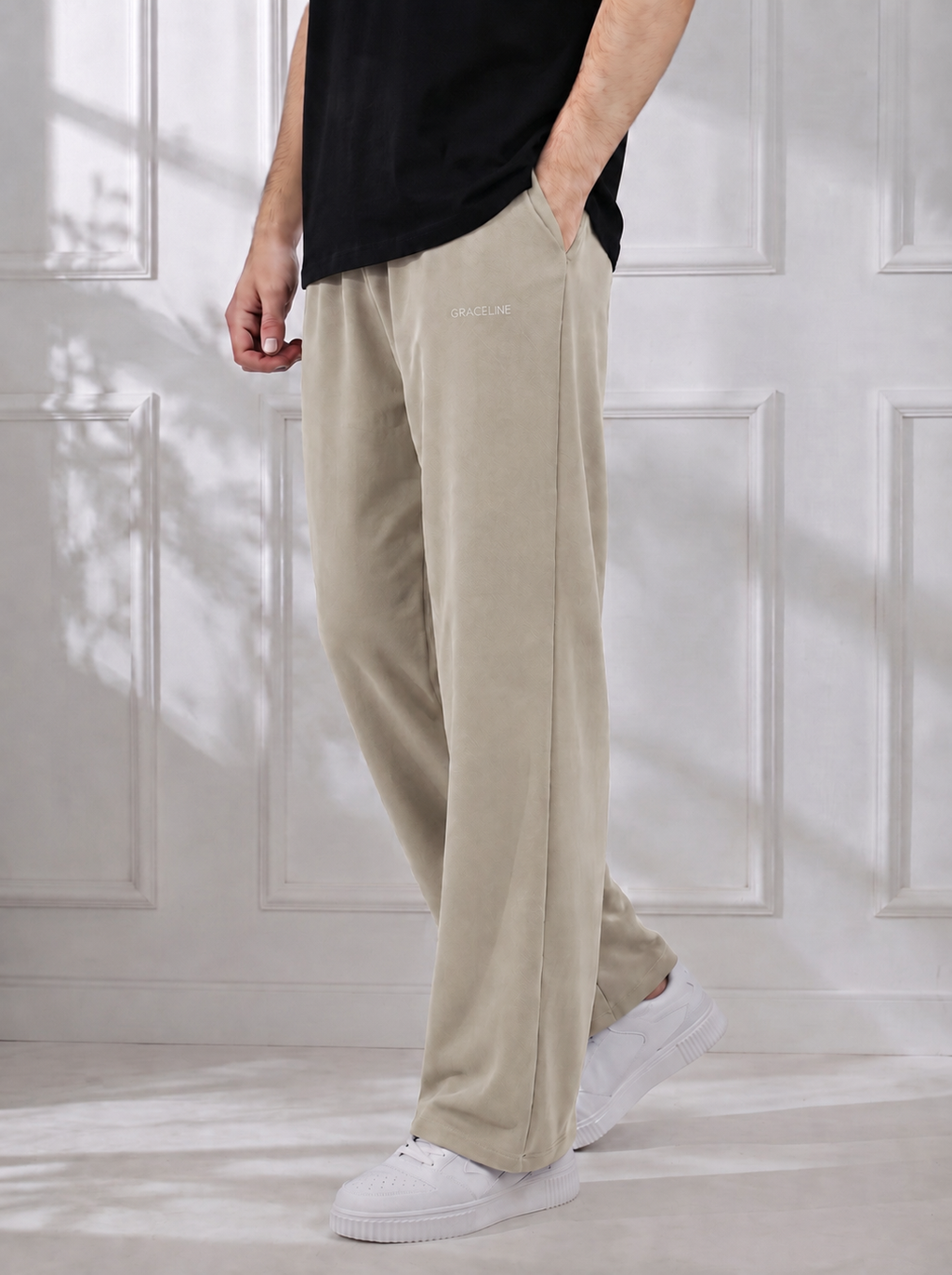 Modal Straight Baggy Trouser (Beige)