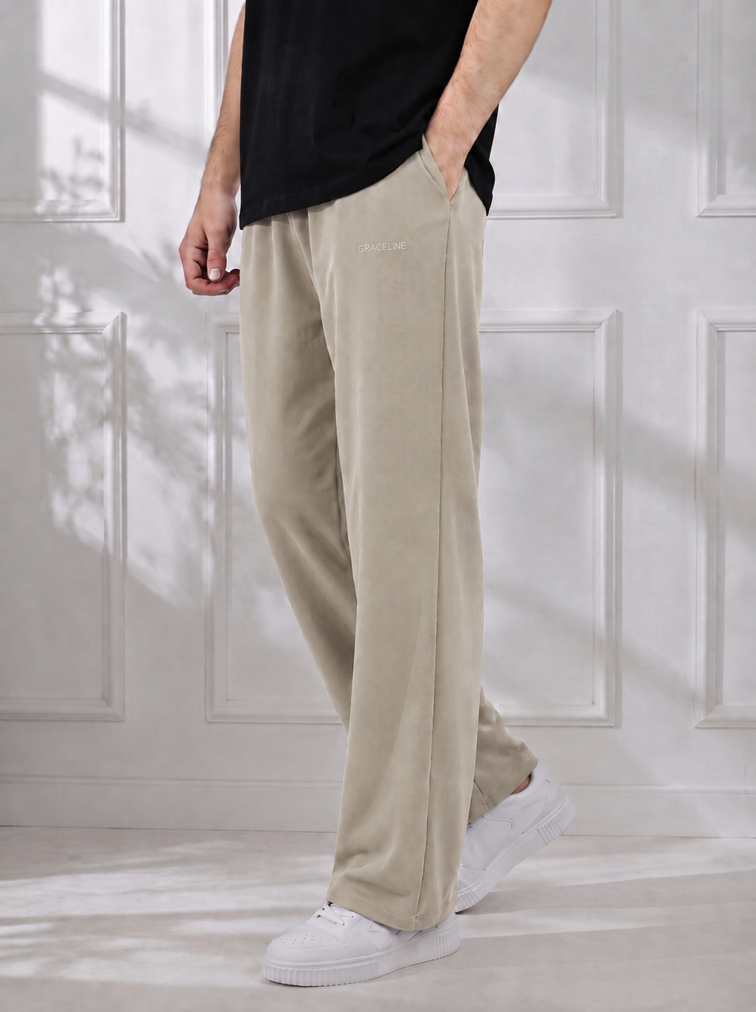 Modal Straight Baggy Trouser (Beige)