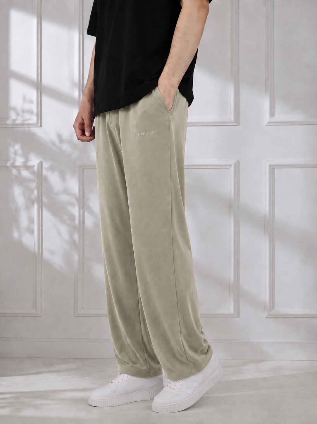 Modal Straight Baggy Trouser (Beige)