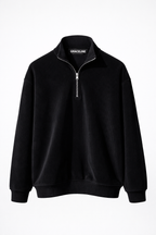 Corduroy Quater Zip Sweater (Black)