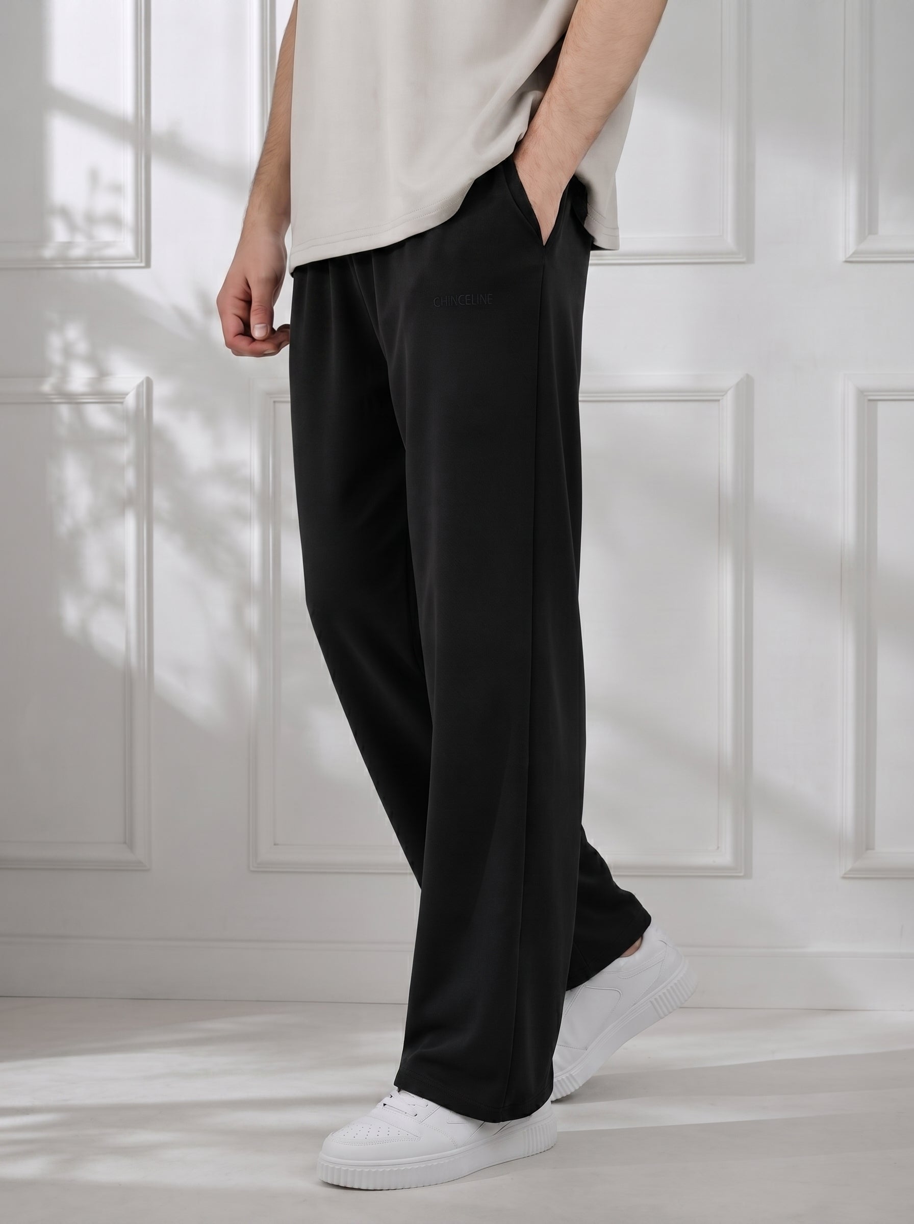 Modal Straight Baggy Trouser (Black)