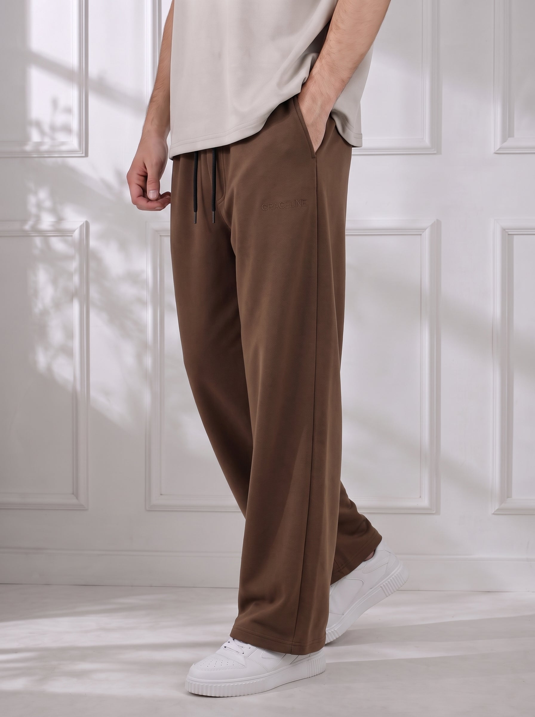 Modal Straight Baggy Trouser (Mocha Brown)