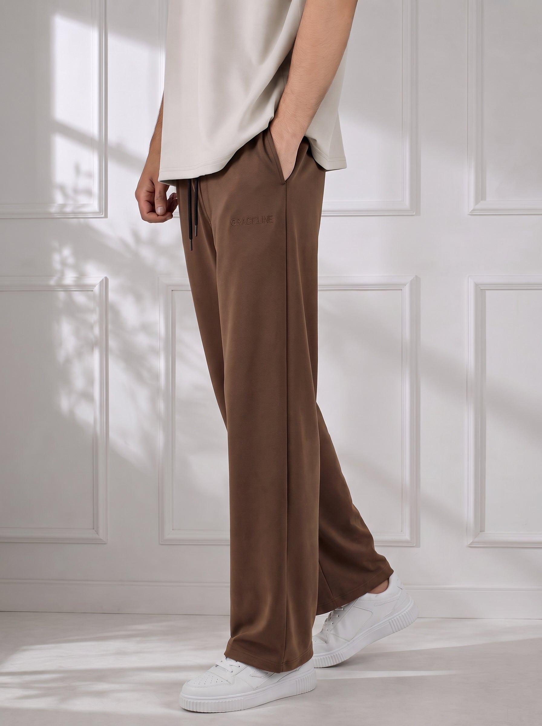 Modal Straight Baggy Trouser (Mocha Brown)