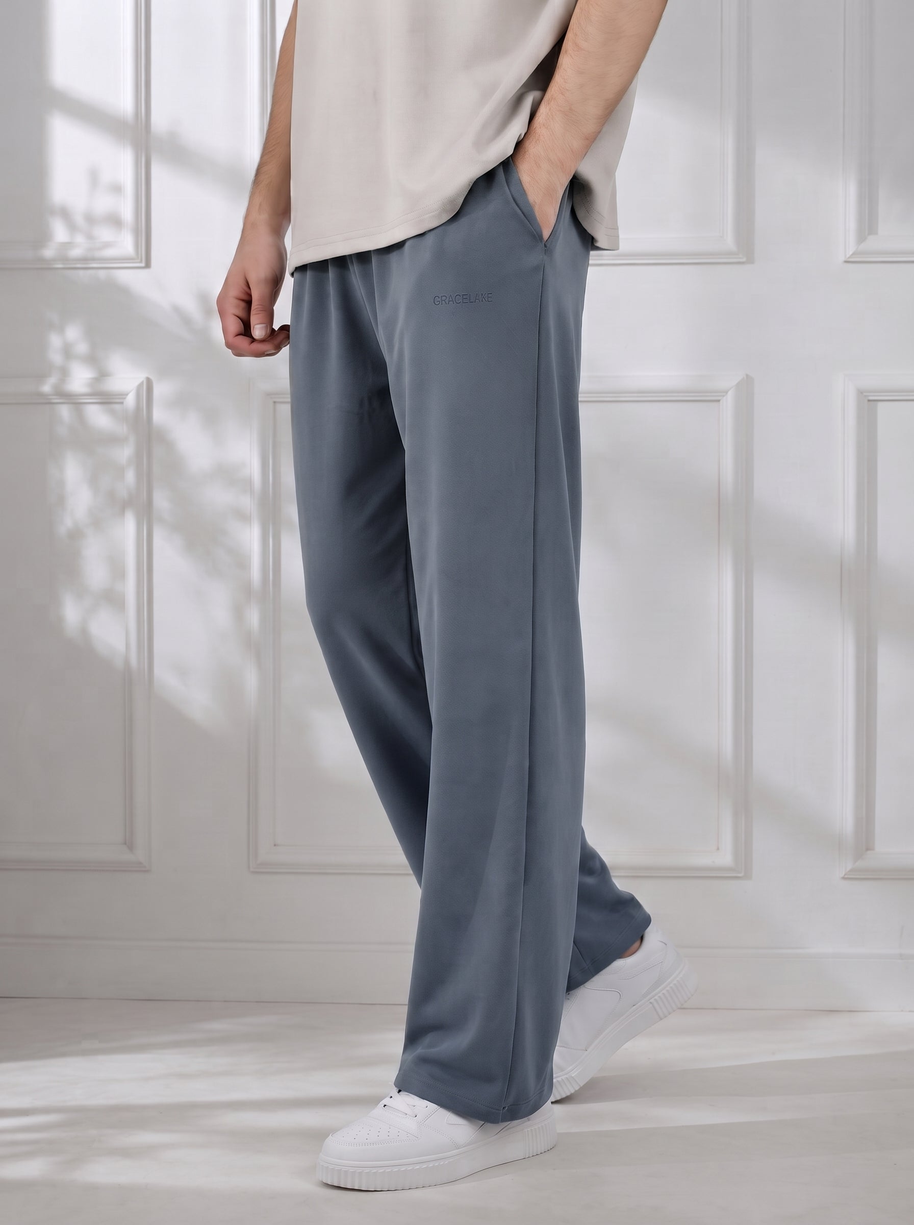 Modal Straight Baggy Trouser ( Dark Grey)