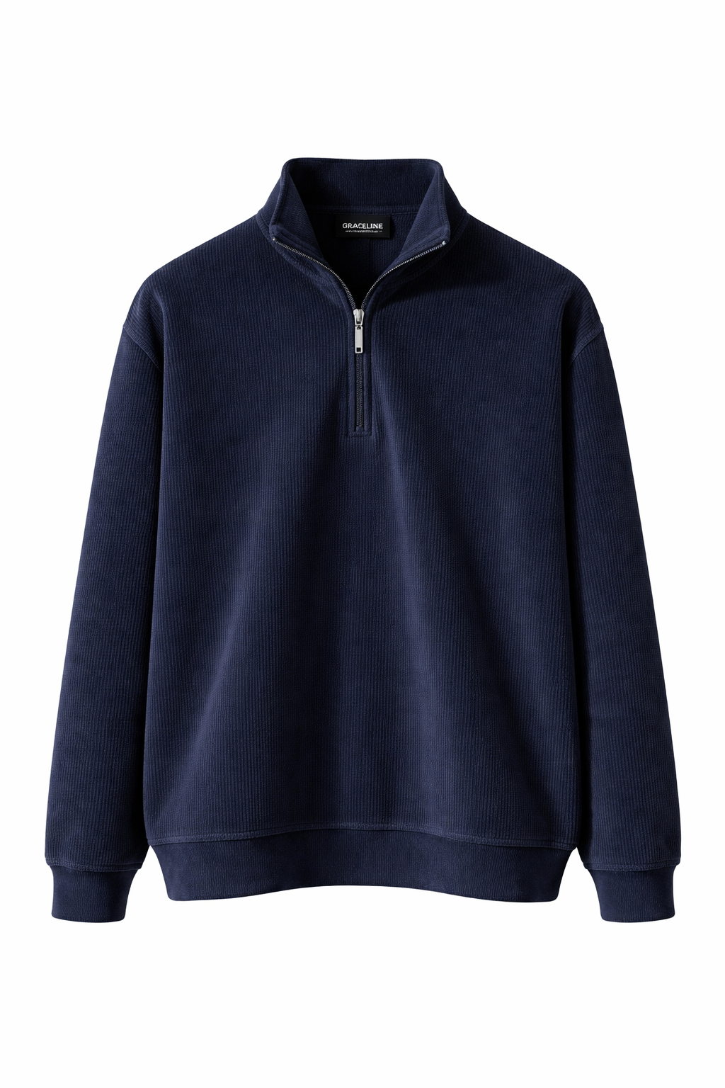 Corduroy Quater Zip Sweater (Blue)