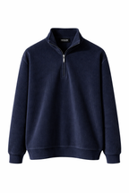 Corduroy Quater Zip Sweater (Blue)