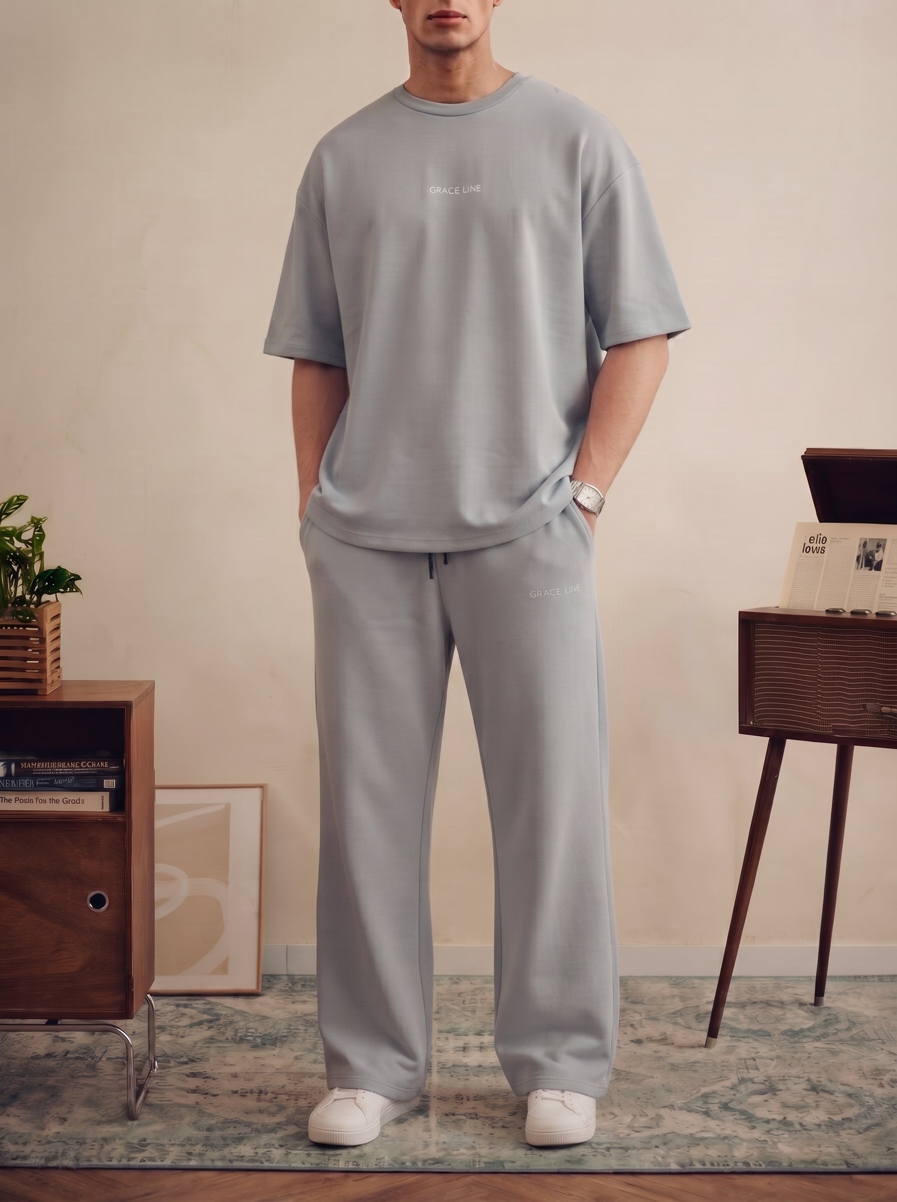 Ash White Baggy Co-Ord Set