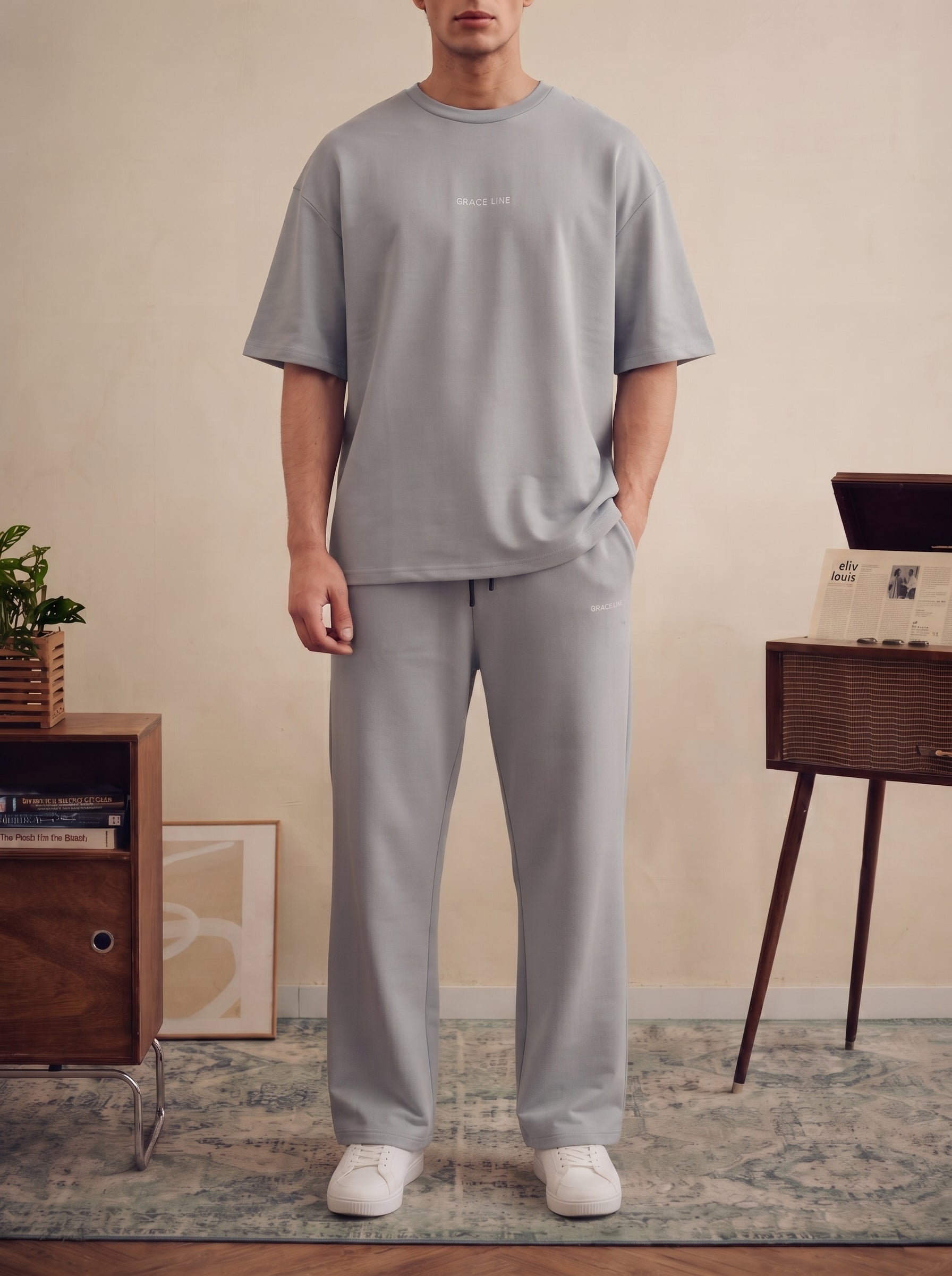 Ash White Baggy Co-Ord Set