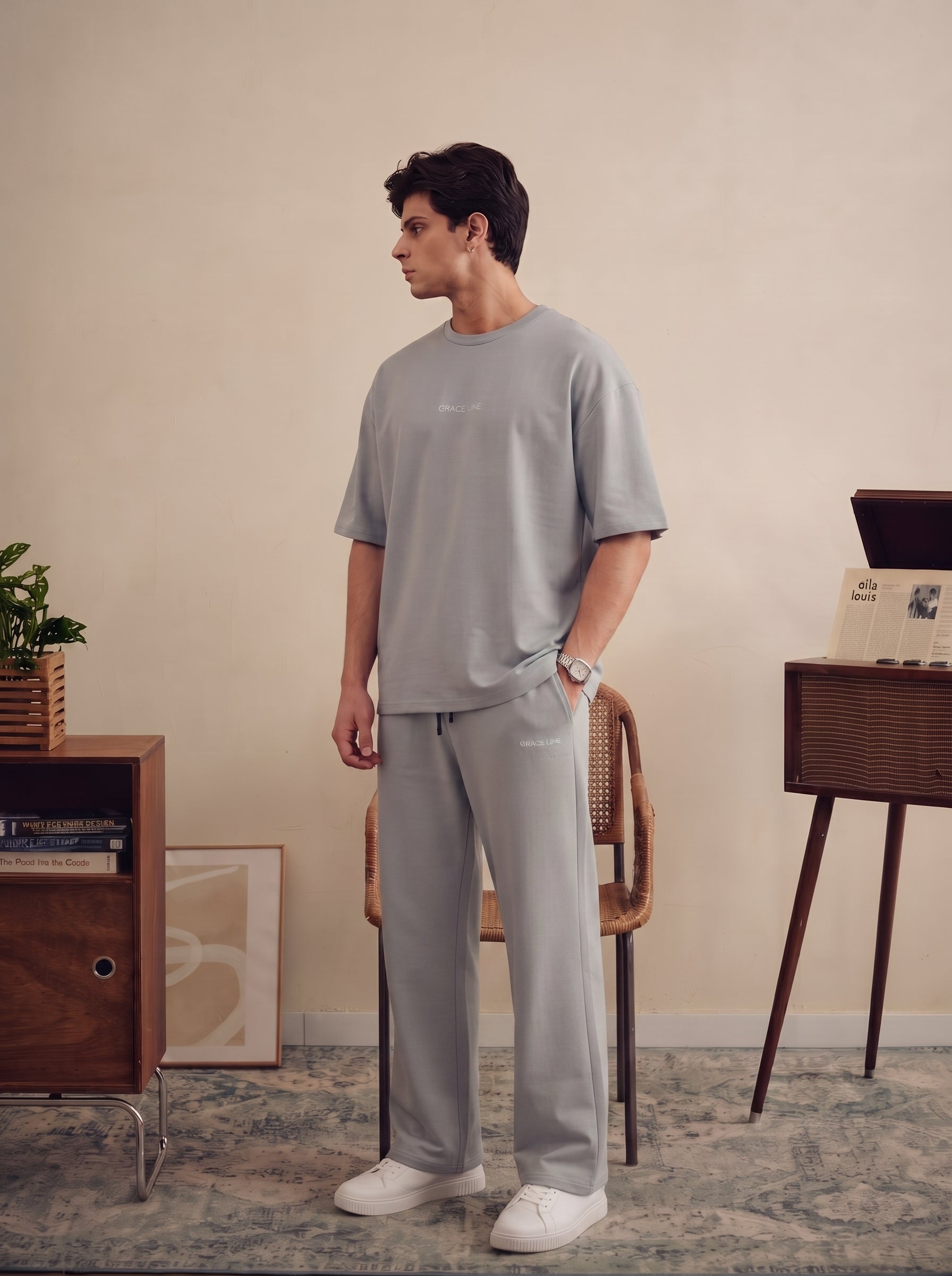 Ash White Baggy Co-Ord Set