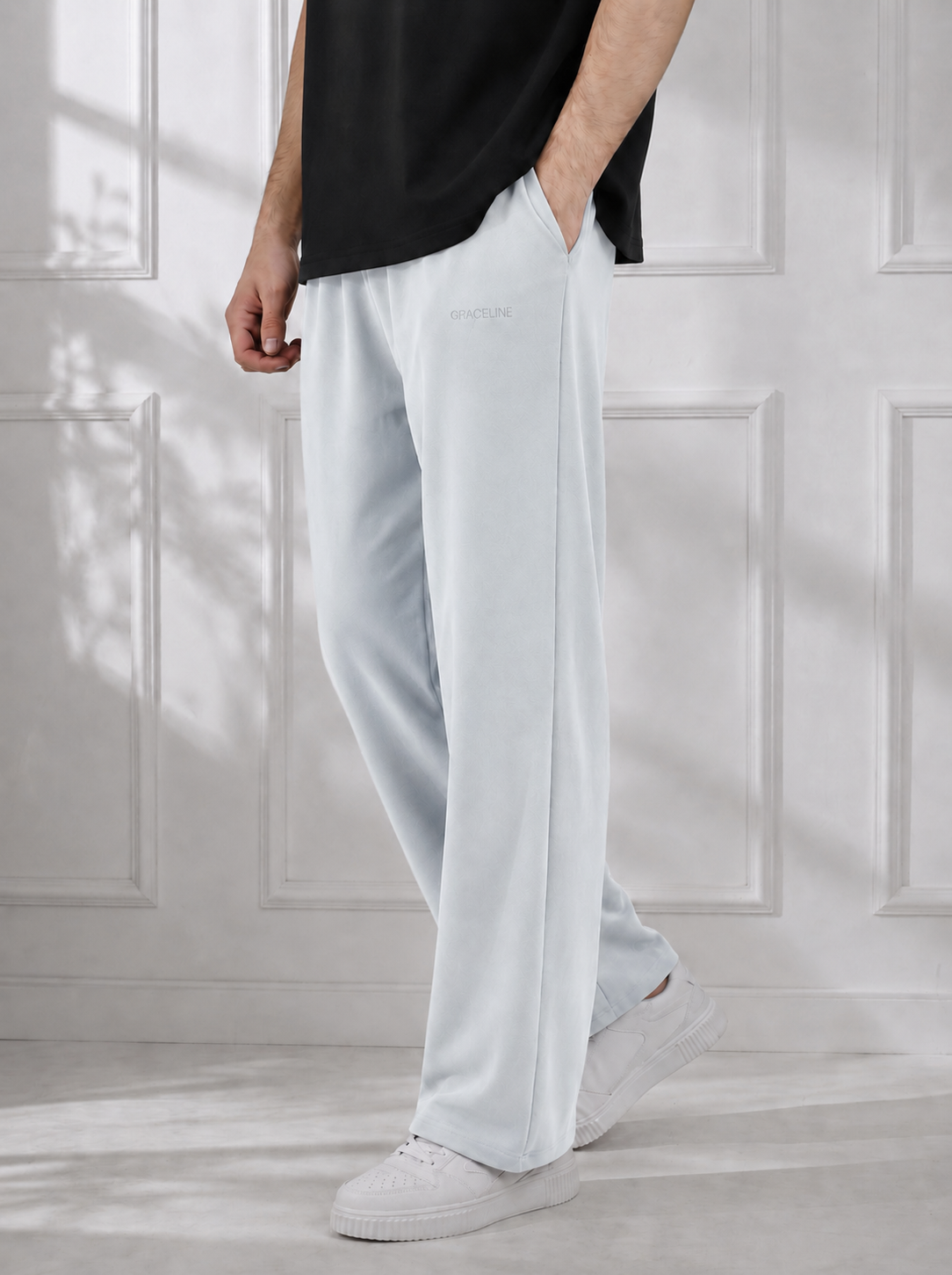 Modal Straight Baggy Trouser (Ash White)