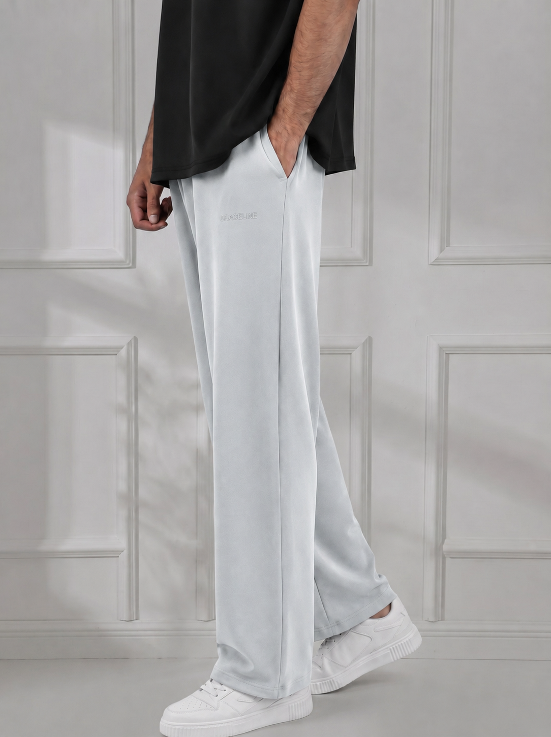 Modal Straight Baggy Trouser (Ash White)