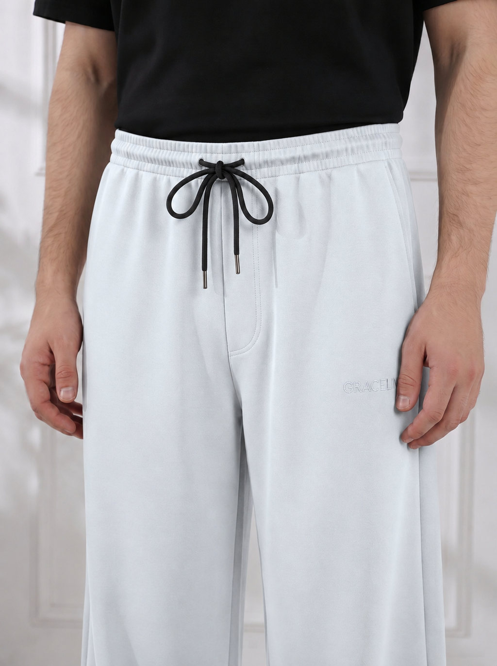 Modal Straight Baggy Trouser (Ash White)